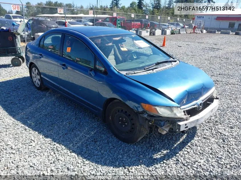 2007 Honda Civic Lx VIN: 2HGFA16597H513142 Lot: 39900929