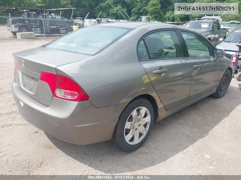 2007 Honda Civic Lx VIN: 2HGFA16517H508291 Lot: 39931628