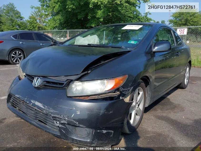 2007 Honda Civic Ex VIN: 2HGFG12847H572761 Lot: 39947166