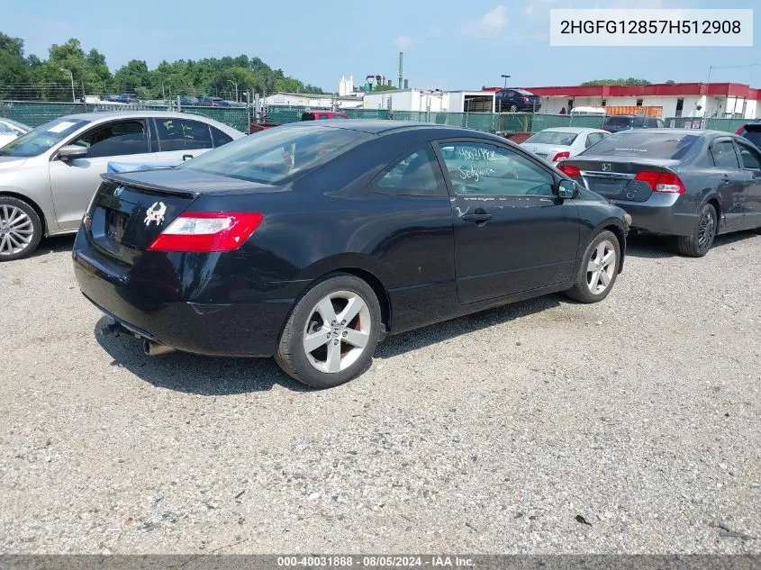 2007 Honda Civic Ex VIN: 2HGFG12857H512908 Lot: 40031888