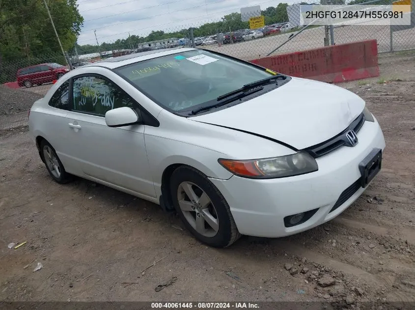 2007 Honda Civic Ex VIN: 2HGFG12847H556981 Lot: 40061445