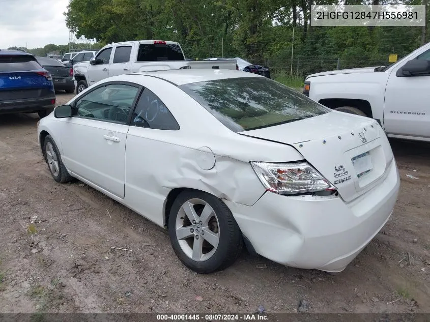 2007 Honda Civic Ex VIN: 2HGFG12847H556981 Lot: 40061445