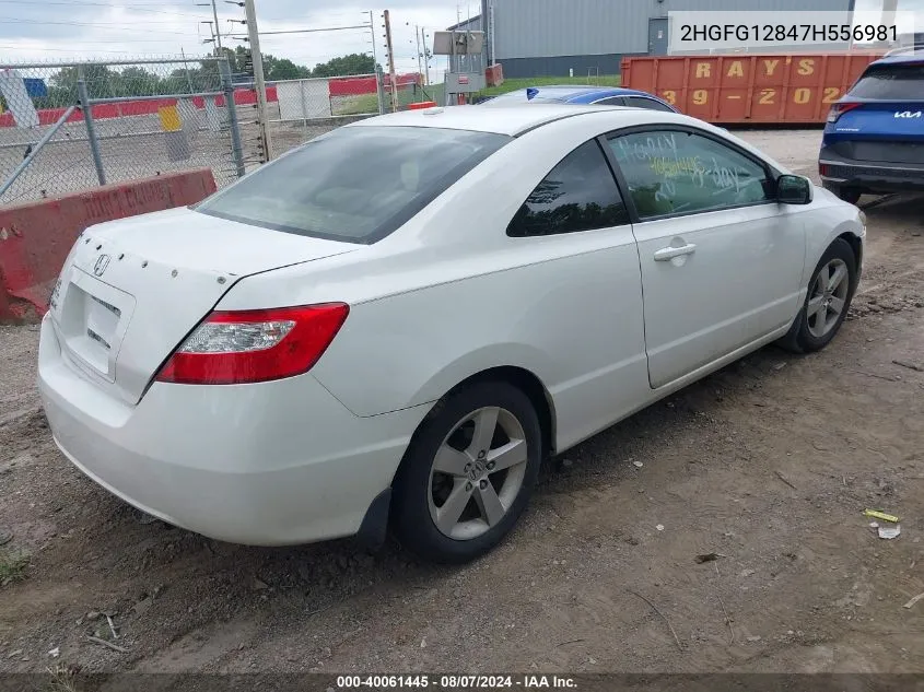 2007 Honda Civic Ex VIN: 2HGFG12847H556981 Lot: 40061445