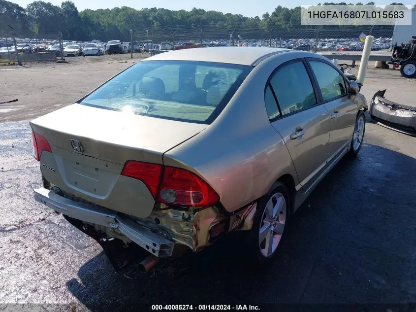 2007 Honda Civic Ex VIN: 1HGFA16807L015683 Lot: 40085274