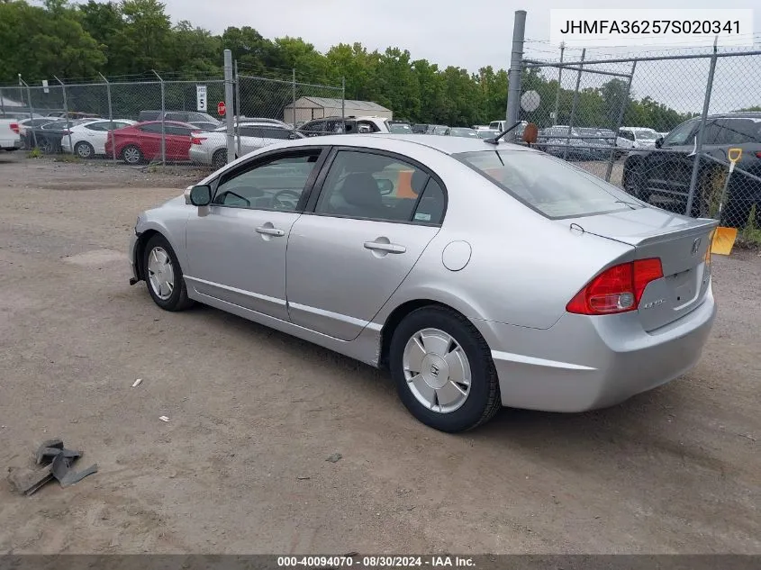 2007 Honda Civic Hybrid VIN: JHMFA36257S020341 Lot: 40094070