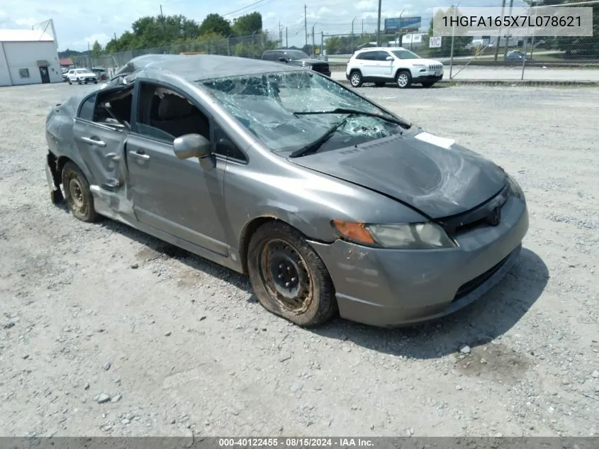 2007 Honda Civic Lx VIN: 1HGFA165X7L078621 Lot: 40122455