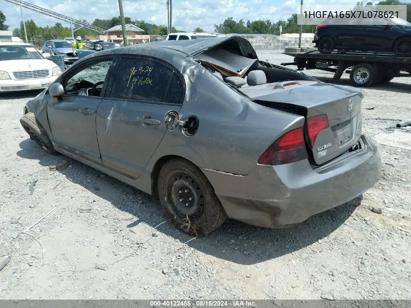 2007 Honda Civic Lx VIN: 1HGFA165X7L078621 Lot: 40122455