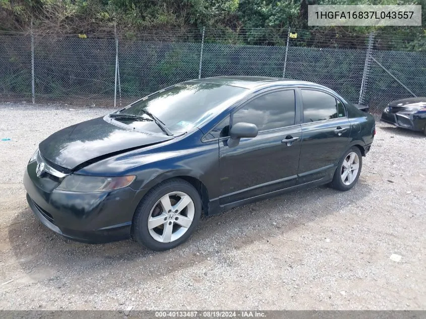 2007 Honda Civic Ex VIN: 1HGFA16837L043557 Lot: 40133487