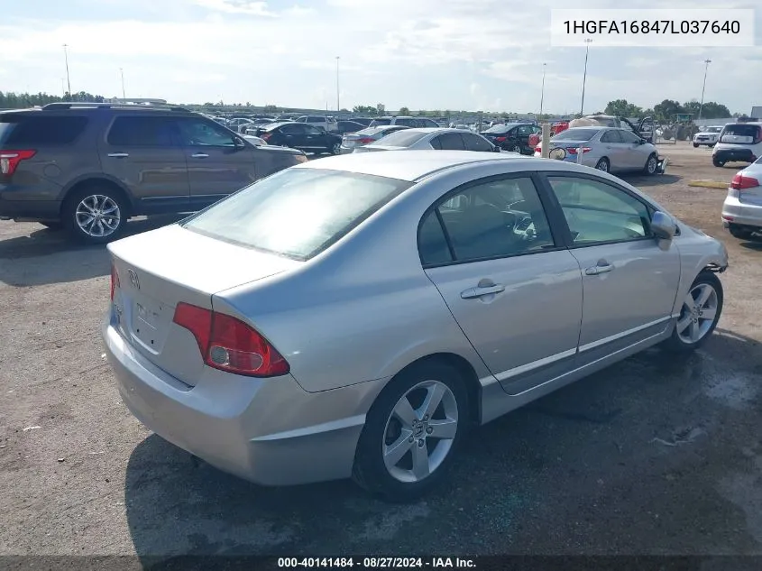 2007 Honda Civic Ex VIN: 1HGFA16847L037640 Lot: 40141484