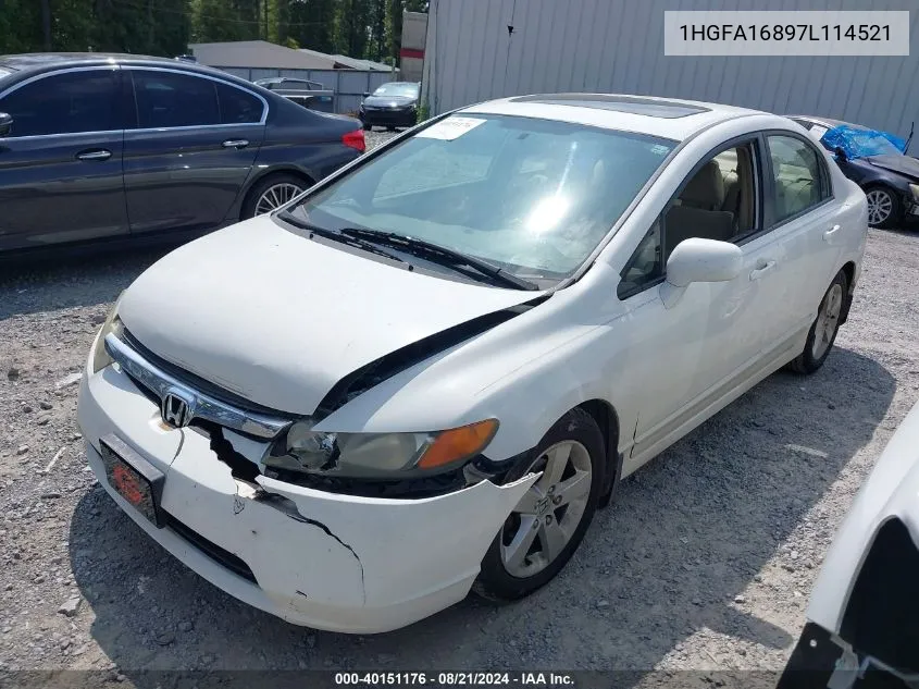 2007 Honda Civic Ex VIN: 1HGFA16897L114521 Lot: 40151176