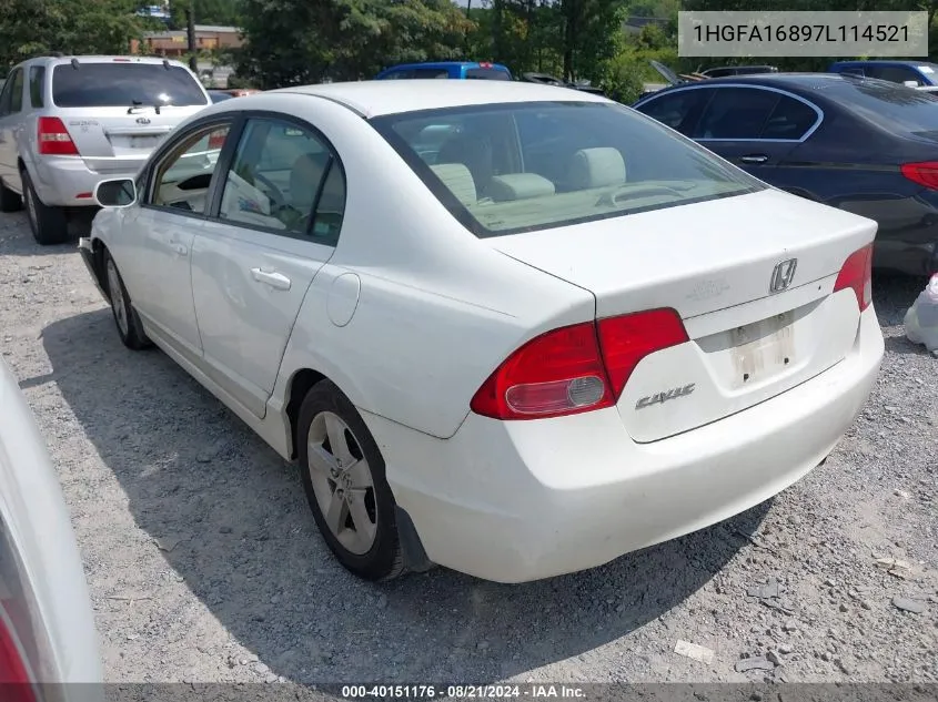 2007 Honda Civic Ex VIN: 1HGFA16897L114521 Lot: 40151176