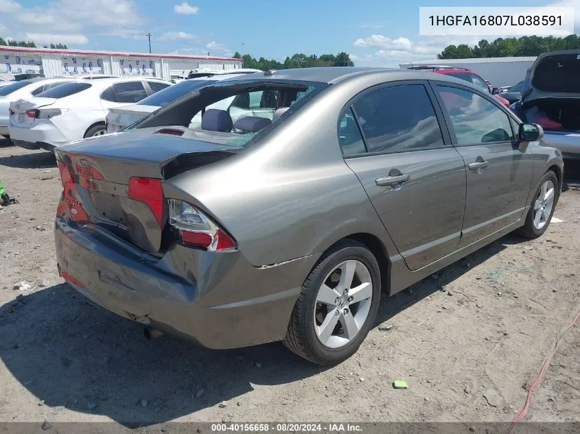 2007 Honda Civic Ex VIN: 1HGFA16807L038591 Lot: 40156658