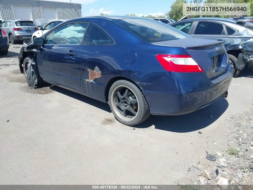 2HGFG11857H566940 2007 Honda Civic Ex