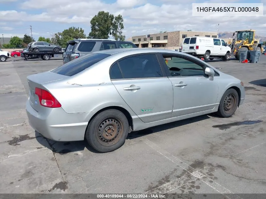 2007 Honda Civic Gx VIN: 1HGFA465X7L000048 Lot: 40189044