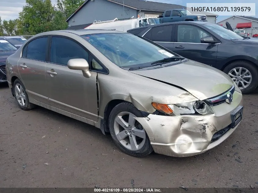 2007 Honda Civic Ex VIN: 1HGFA16807L139579 Lot: 40216109