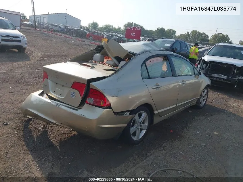 2007 Honda Civic Ex VIN: 1HGFA16847L035774 Lot: 40229635