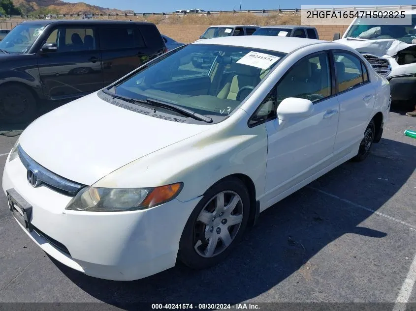 2007 Honda Civic Lx VIN: 2HGFA16547H502825 Lot: 40241574