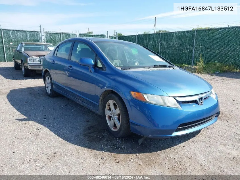 2007 Honda Civic Ex VIN: 1HGFA16847L133512 Lot: 40246034