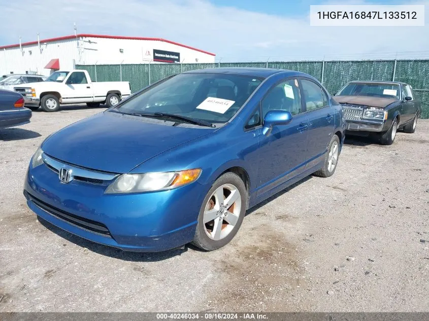 2007 Honda Civic Ex VIN: 1HGFA16847L133512 Lot: 40246034