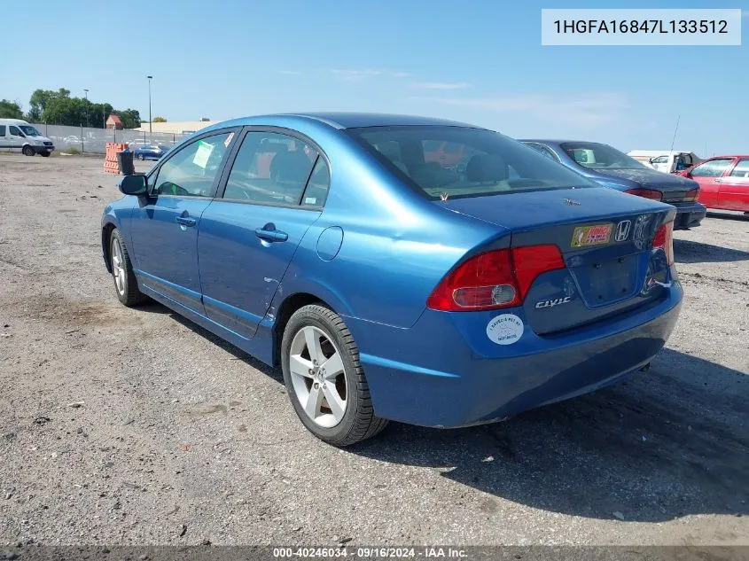 2007 Honda Civic Ex VIN: 1HGFA16847L133512 Lot: 40246034