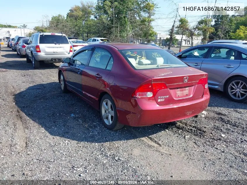 2007 Honda Civic Ex VIN: 1HGFA16867L142857 Lot: 40257245