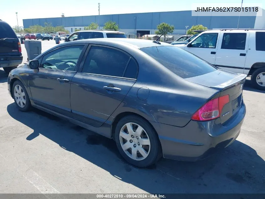 2007 Honda Civic Hybrid VIN: JHMFA362X7S015118 Lot: 40272510