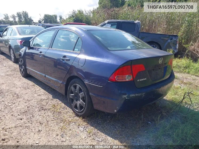 2007 Honda Civic Lx VIN: 1HGFA16597L093708 Lot: 40276614