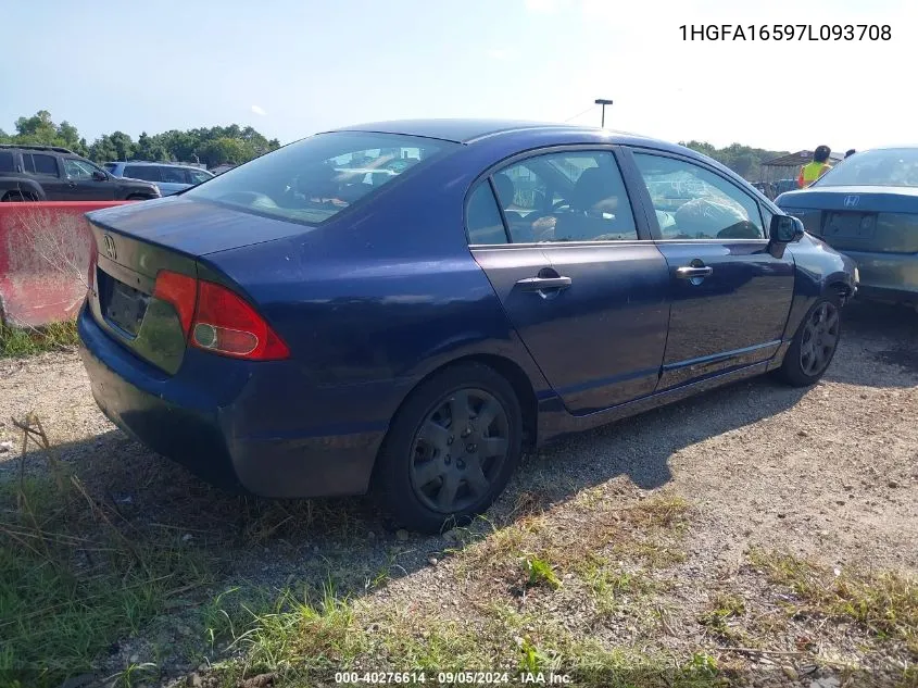 2007 Honda Civic Lx VIN: 1HGFA16597L093708 Lot: 40276614