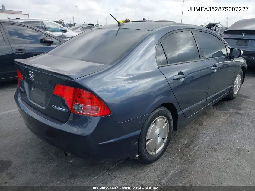 2007 Honda Civic Hybrid VIN: JHMFA36287S007227 Lot: 40294697