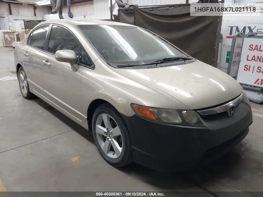 2007 Honda Civic Ex VIN: 1HGFA168X7L021118 Lot: 40300361