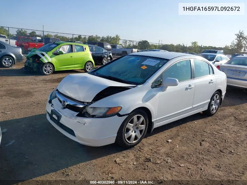 2007 Honda Civic Lx VIN: 1HGFA16597L092672 Lot: 40302560