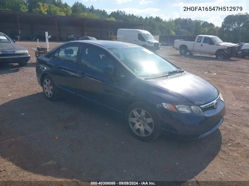 2007 Honda Civic Lx VIN: 2HGFA16547H512979 Lot: 40306088