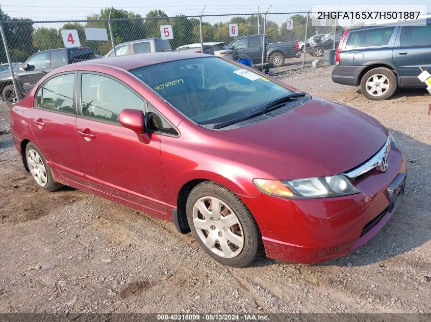 2007 Honda Civic Lx VIN: 2HGFA165X7H501887 Lot: 40318099