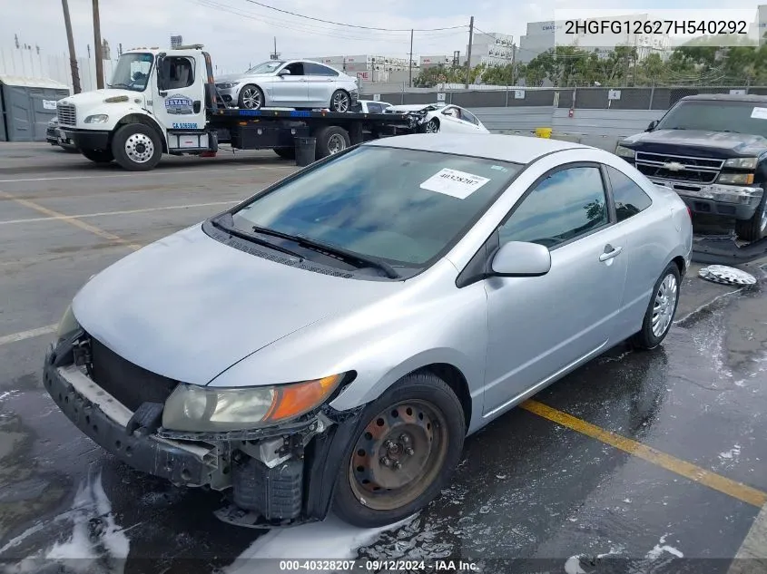 2007 Honda Civic Lx VIN: 2HGFG12627H540292 Lot: 40328207