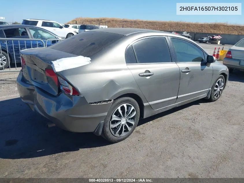 2007 Honda Civic Lx VIN: 2HGFA16507H302105 Lot: 40328513