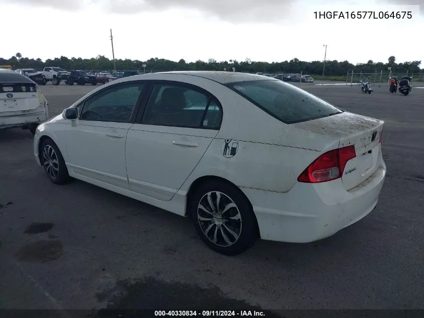 2007 Honda Civic Lx VIN: 1HGFA16577L064675 Lot: 40330834