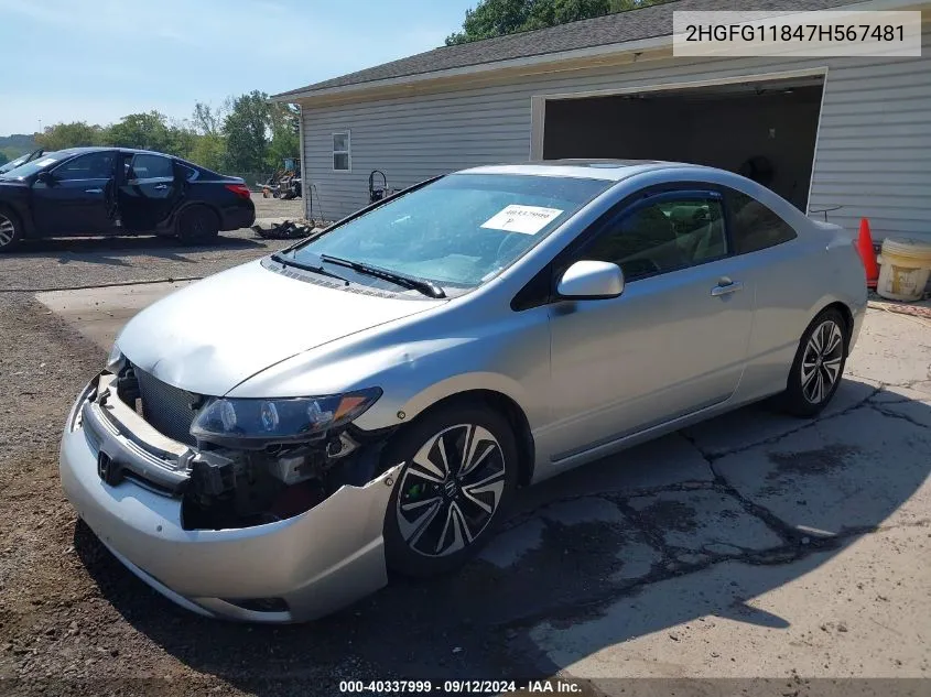 2007 Honda Civic Ex VIN: 2HGFG11847H567481 Lot: 40337999