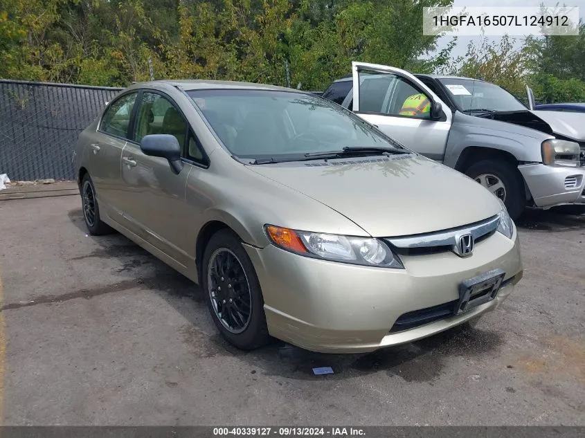 2007 Honda Civic Lx VIN: 1HGFA16507L124912 Lot: 40339127