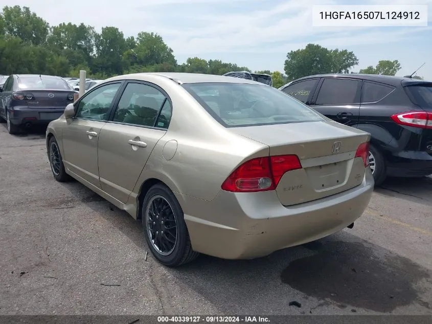 2007 Honda Civic Lx VIN: 1HGFA16507L124912 Lot: 40339127