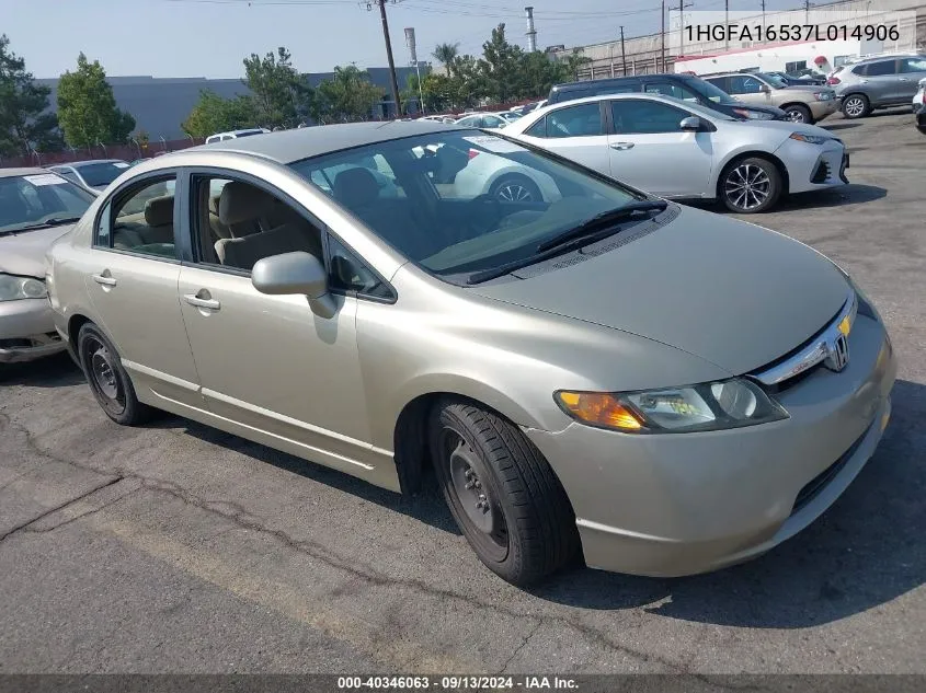 2007 Honda Civic Lx VIN: 1HGFA16537L014906 Lot: 40346063