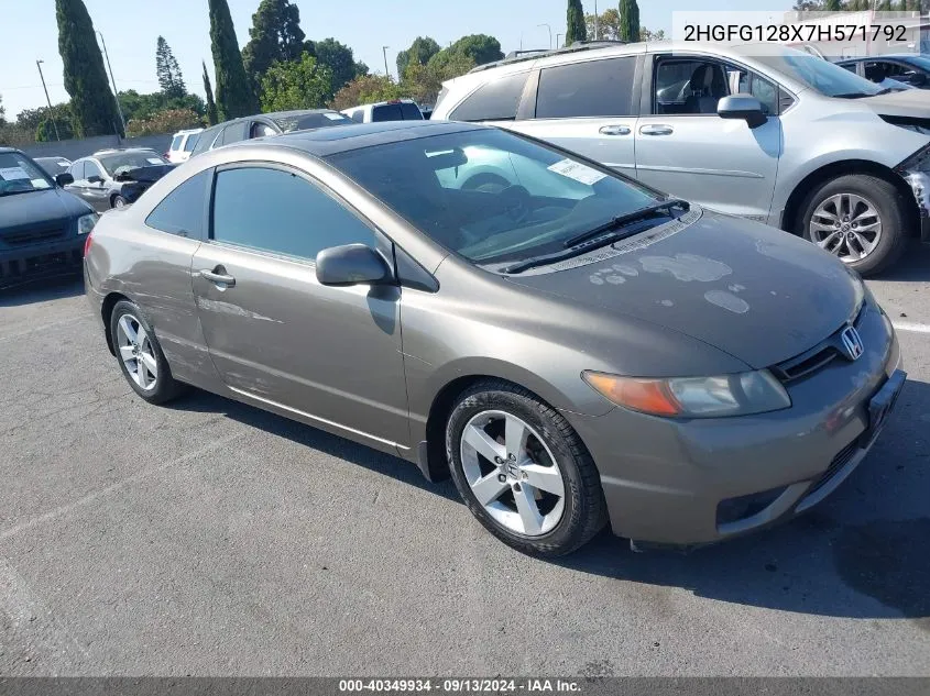 2007 Honda Civic Ex VIN: 2HGFG128X7H571792 Lot: 40349934