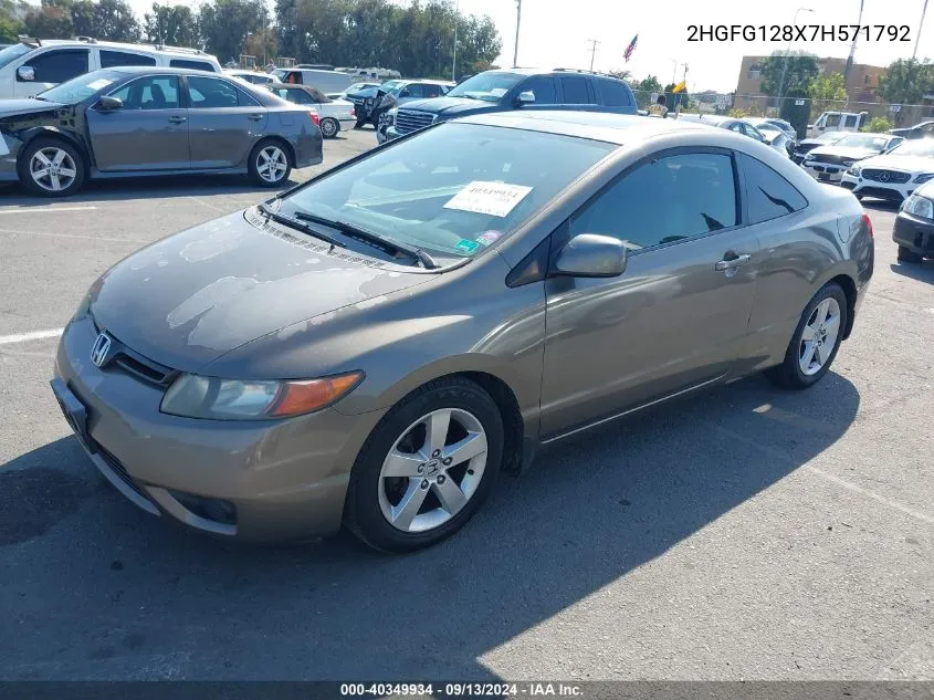 2007 Honda Civic Ex VIN: 2HGFG128X7H571792 Lot: 40349934