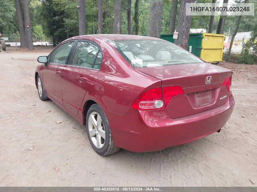 2007 Honda Civic Ex VIN: 1HGFA16807L023248 Lot: 40353015