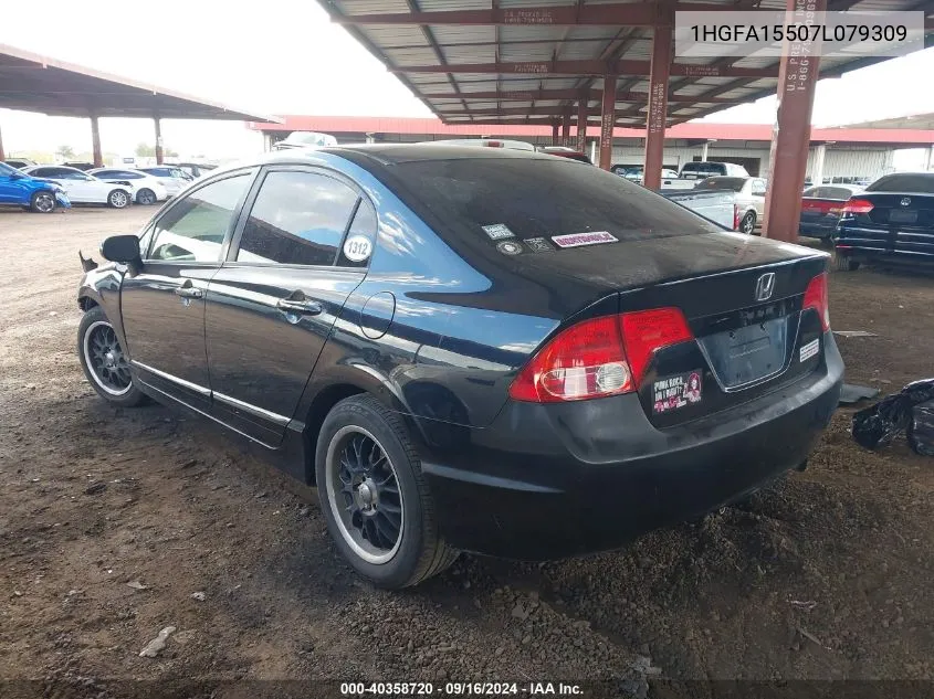 2007 Honda Civic Lx VIN: 1HGFA15507L079309 Lot: 40358720