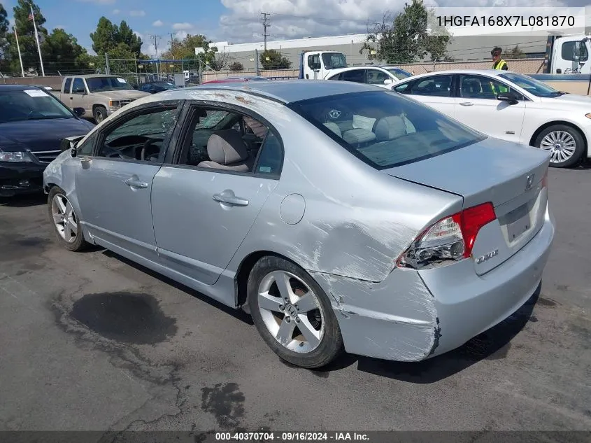 2007 Honda Civic Ex VIN: 1HGFA168X7L081870 Lot: 40370704