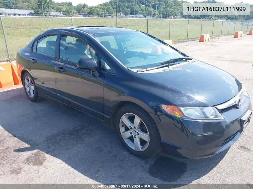 2007 Honda Civic Ex VIN: 1HGFA16837L111999 Lot: 40370867