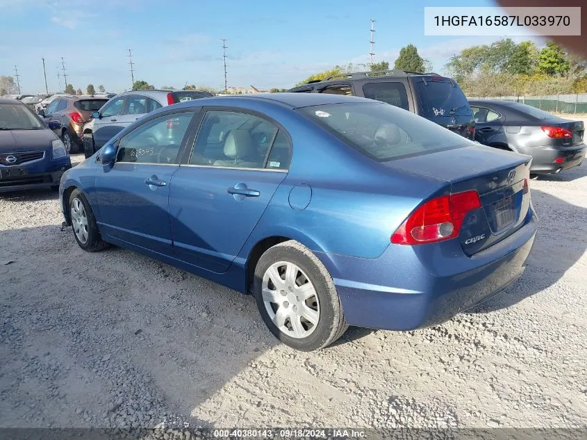 2007 Honda Civic Lx VIN: 1HGFA16587L033970 Lot: 40380143