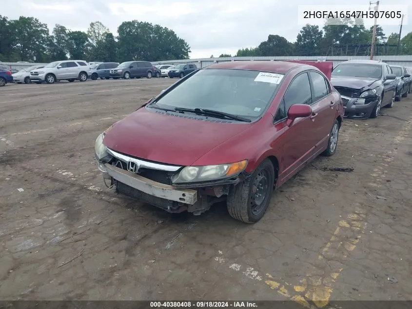 2007 Honda Civic Lx VIN: 2HGFA16547H507605 Lot: 40380408