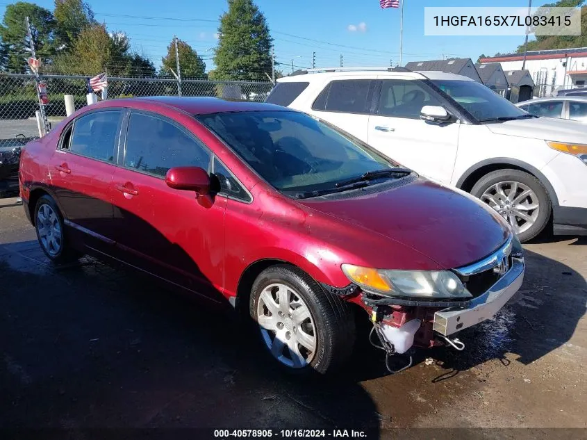 2007 Honda Civic Lx VIN: 1HGFA165X7L083415 Lot: 40578905