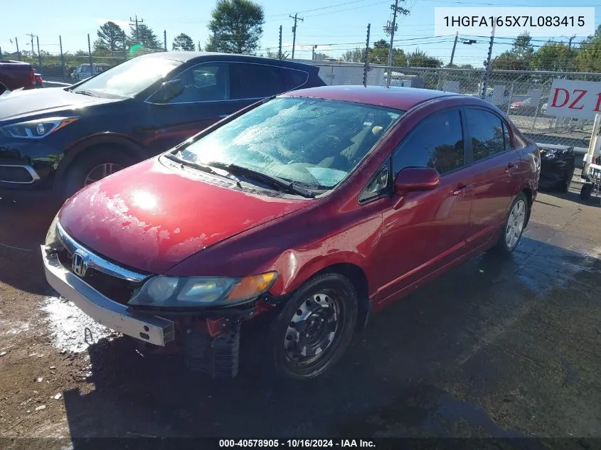 2007 Honda Civic Lx VIN: 1HGFA165X7L083415 Lot: 40578905